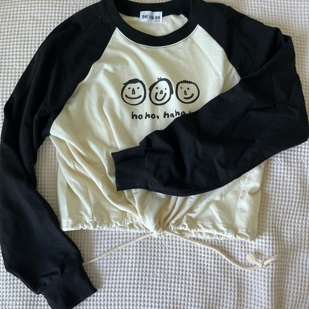 Korean Style Crop multicolor blocked Sweatshirt XS/S
